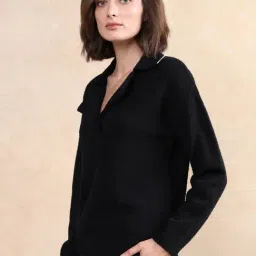 RAREISM Black Acrylic Solid Long Sleeves Sweater image 4