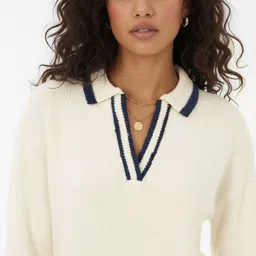glitchez Contrast Striped Longline Pullover image 2