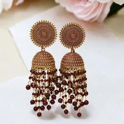 MEIRA JEWELLERY Artificial Beaded Dome Shaped Jhumkas-picture-29