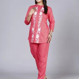 ANTU KURTIES Floral Embroidered Tunic With Trousers image 5