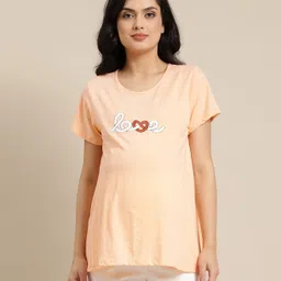 Bella Mama Half Sleeves Maternity Tee Love Print - Light Pink-image-21