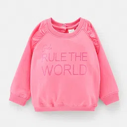 Bonfino Cotton Full Sleeves Sweatshirt With Glitter Print - Pink-image-40