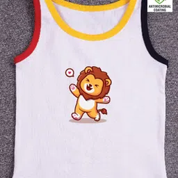 COCOON ORGANICS Sleeveless Placement Laughing Lion Printed Vest - White-picture-23