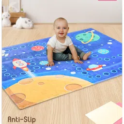 Babyhug Soft Touch Anti-Slip Rug with Space Theme Print - Blue-image-56
