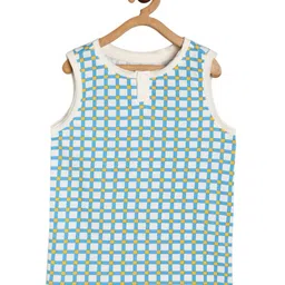 MINI KLUB Cotton Sleeveless Checked Jhabla - Blue-picture-20