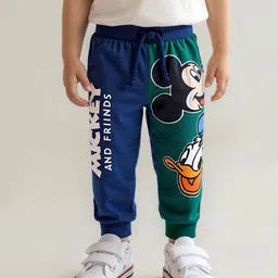 Babyhug Disney Terry Knit Ankle Length Track Pant with Mickey Mouse & Friends Graphics - Blue & Green-picture-24