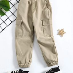 Trampoline Cotton Blend Solid Cargo Trousers - Beige-picture-49