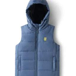 Pine Kids Woven Sleeveless Solid Color Hooded Padded Jacket - Blue-picture-26