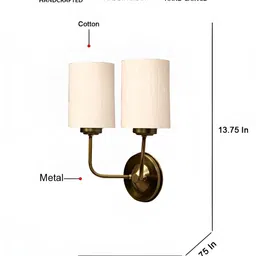 Devansh Off White & Gold-Toned Cylinder Shaped Wall Lamp image 4