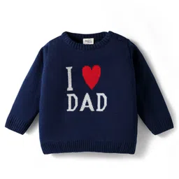 Doodle Poodle Knitted Full Sleeves Sweater Set With Jacquard Knit Design - Navy Blue image 2