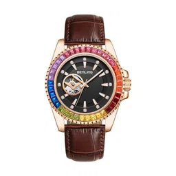 BENLING Men Dial & Leather Straps Analogue Automatic Watch BL-0007-GLD-BRWN STR-picture-38