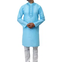 IKI MOINS Men Regular Thread Work Pure Cotton Kurta with Pyjamas-picture-20
