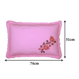 Kuber Industries Embroidery Pattern Breathable & Soft Cotton Pillow Cover For Sofa, Couch, Bed, Set of 4 (Pink) 54KM4120 image 3