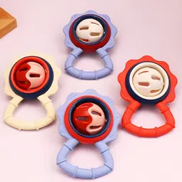 COZY VIBES Baby Teething Toys Food Grade Silicone and PP Rattle Teether Lovely Shape Newborn Gifts Chewable toy PACK OF 1- COLOR MAY VARY image 3