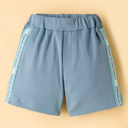 ToffyHouse Cotton Knit Half Sleeves T-Shirt & Shorts Set With Elephant Print - Blue & White image 4