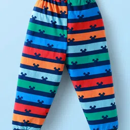 Babyhug Disney Single Jersey Knit Full Sleeves Night Suit with Mickey Mouse Graphics - Blue & White image 5