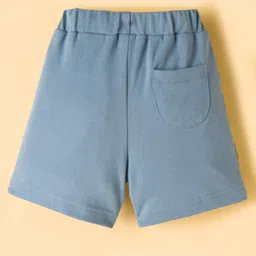 ToffyHouse Cotton Knit Half Sleeves T-Shirt & Shorts Set With Elephant Print - Blue & White image 5