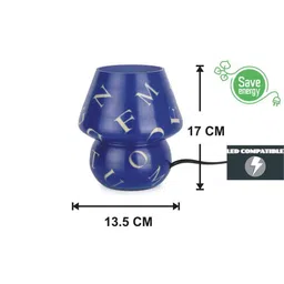 SOMIL Blue Printed Glass Cylindrical Shaped Table Lamp image 4