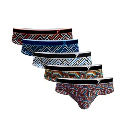 XYXX Orange, Blue, White, Yellow and Red Stripes Briefs (Pack Of 5)-image-2