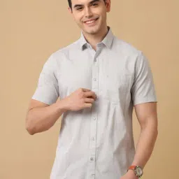 CAVALLO by Linen Club Grey Contemporary Fit Shirt-image-19
