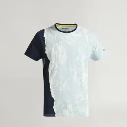 Pepe Jeans Blue Cotton Slim Fit Floral Print T-Shirt image 4