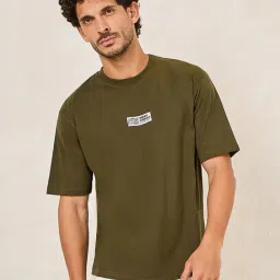 Styli Olive Relaxed Fit Printed Oversized Crew T-Shirt-image-70