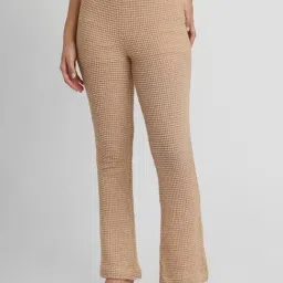 Forever 21 Beige Self Design Regular Fit Mid Rise Pants-picture-35