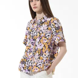 Only Lavender & White Viscose Floral Print Shirt image 4