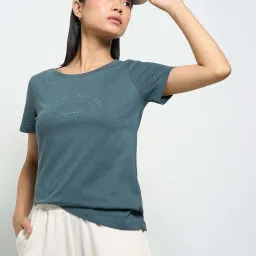 Ajile by Pantaloons Deep Teal T-Shirt image 4
