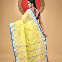 Desh Bidesh Yellow Cotton Woven Saree image 2