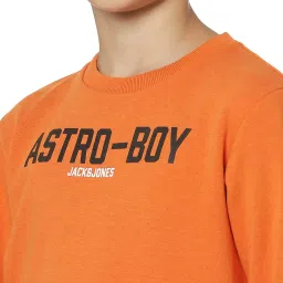 Jack & Jones Junior Burnt Orange Cotton Printed Full Sleeves Sweatshirt image 4