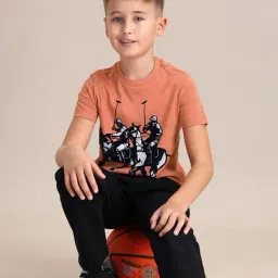 U.S. Polo Assn. Boys Orange Cotton Printed T-Shirt-picture-19