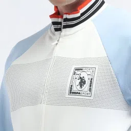 u.s. polo assn. Uspa Active White Cotton Regular Fit Colour Block Sports Sweatshirt image 4