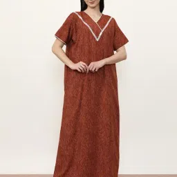 Jaipur Kurti Brown Printed Night Dress-image-57