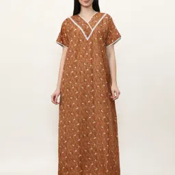 Jaipur Kurti Brown Printed Night Dress-picture-33