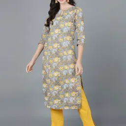 Vaamsi Grey Cotton Printed Straight Kurta-picture-13