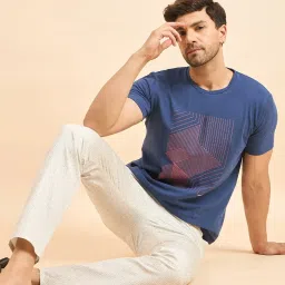 Sweet Dreams Navy Cotton Regular Fit Printed Nightwear Set image 4