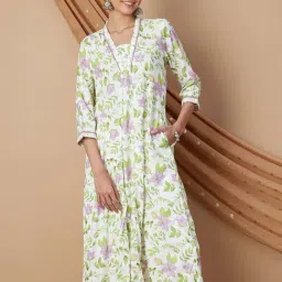 Melange By Lifestyle Off White Cotton Regular Fit Printed Kurtas-picture-15