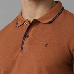 Louis Philippe Brown Cotton Slim Fit Polo T-Shirt image 4