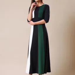 PURVAJA Green Color-Block Dress image 4