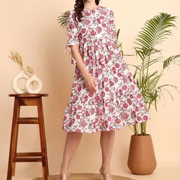 Nefies Women Floral Print Empire Dress-picture-17