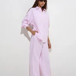 nuon women Nuon by Westside Pink Stripe Patterned Cotton Shirt image 4