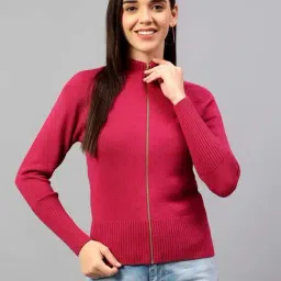 Cantabil Dark Pink Regular Fit Sweater-image-1