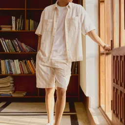 Andamen Beige Regular Stripes Shorts image 4