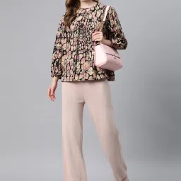 Cottinfab Beige & Black Printed Top image 4