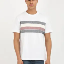 Tommy Hilfiger White Cotton Relaxed Fit Striped T-Shirts-picture-23