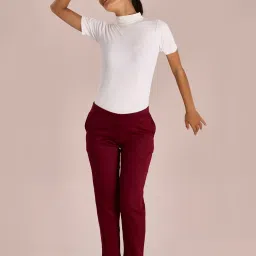Go Colors! Maroon Mid Rise Pants image 4
