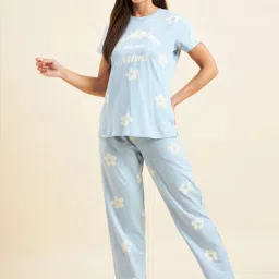 Sweet Dreams Celestial Blue Cotton Printed T-Shirt Pyjama Set image 4