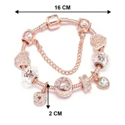 Peora Rose Gold Cubic Zirconia Studded Charms Bracelets image 4