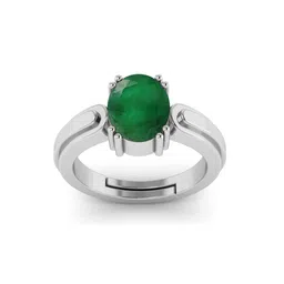RRVGEM 7.00 KT Silver Plated Emerald Adjustable Ring-picture-18